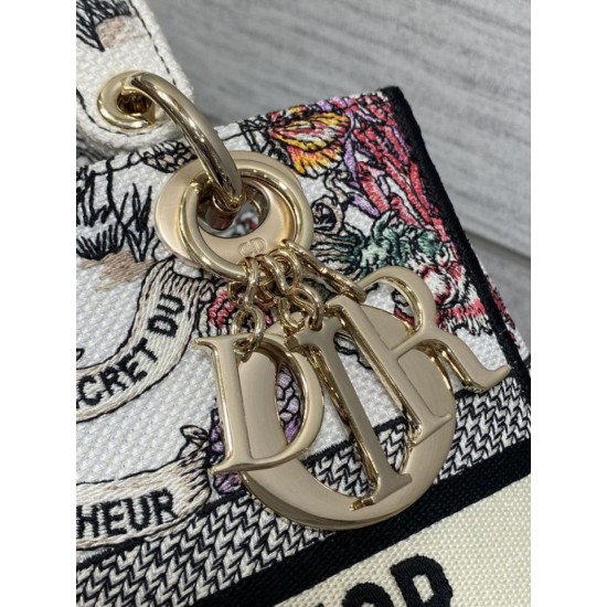 Replica Borsa Dior Lady D-Lite media con ricamo floreale multicolore Imitazioni Replica Borsa Dior Lady D-Lite media con ricamo floreale multicolore