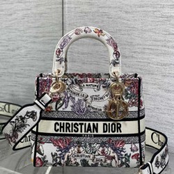 Replica Borsa Dior Lady D-Lite media con ricamo floreale multicolore