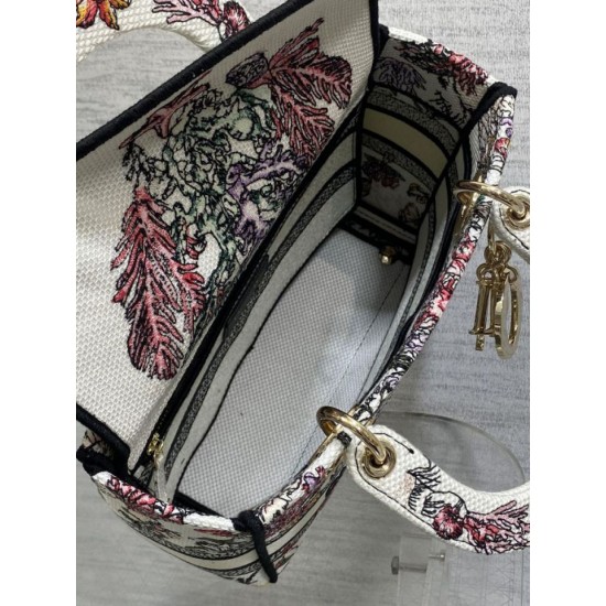 Replica Borsa Dior Lady D-Lite media con ricamo floreale multicolore Imitazioni Replica Borsa Dior Lady D-Lite media con ricamo floreale multicolore