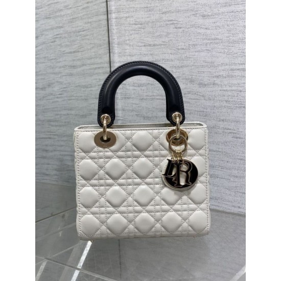 Replica Dior Lady Dior My ABCDior Borsa  1:1 piccola con manico superiore Nero/bianco