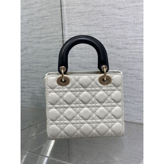 Replica Dior Lady Dior My ABCDior Borsa  1:1 piccola con manico superiore Nero/bianco