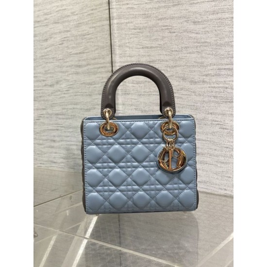 Replica Dior Lady Dior My ABCDior Borse Firmate piccola con manico superiore blu/grigio Imitazioni Replica Dior Lady Dior My ABCDior Borse Firmate piccola con manico superiore blu/grigio