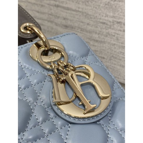 Replica Dior Lady Dior My ABCDior Borse Firmate piccola con manico superiore blu/grigio Imitazioni Replica Dior Lady Dior My ABCDior Borse Firmate piccola con manico superiore blu/grigio