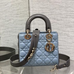 Replica Dior Lady Dior My ABCDior Borse Firmate  piccola con manico superiore blu/grigio
