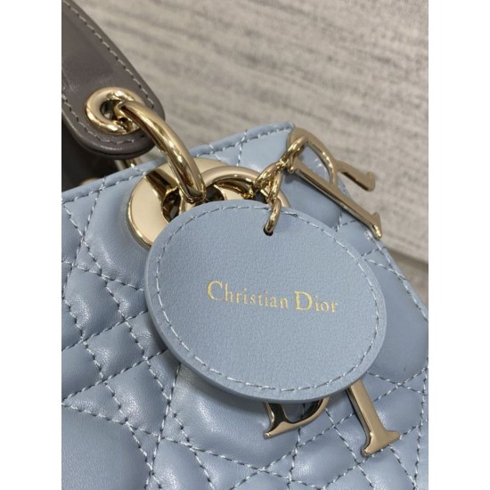 Replica Dior Lady Dior My ABCDior Borse Firmate piccola con manico superiore blu/grigio Imitazioni Replica Dior Lady Dior My ABCDior Borse Firmate piccola con manico superiore blu/grigio
