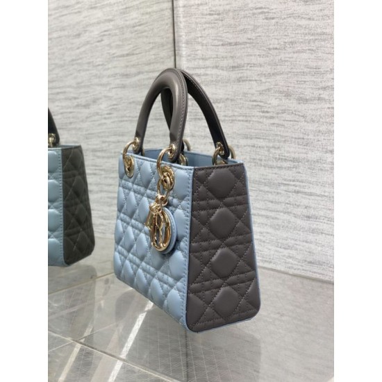 Replica Dior Lady Dior My ABCDior Borse Firmate piccola con manico superiore blu/grigio Imitazioni Replica Dior Lady Dior My ABCDior Borse Firmate piccola con manico superiore blu/grigio