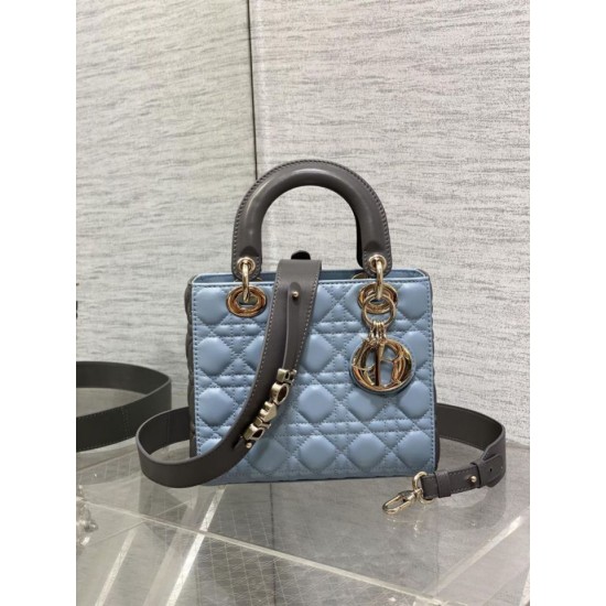 Replica Dior Lady Dior My ABCDior Borse Firmate piccola con manico superiore blu/grigio Imitazioni Replica Dior Lady Dior My ABCDior Borse Firmate piccola con manico superiore blu/grigio