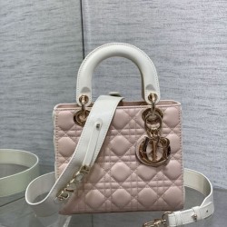 Replica Dior Lady Dior My ABCDior Borsa piccola con manico superiore rosa/bianco