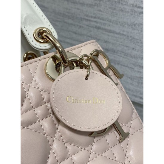 Replica Dior Lady Dior My ABCDior Borsa piccola con manico superiore rosa/bianco Imitazioni Replica Dior Lady Dior My ABCDior Borsa piccola con manico superiore rosa/bianco