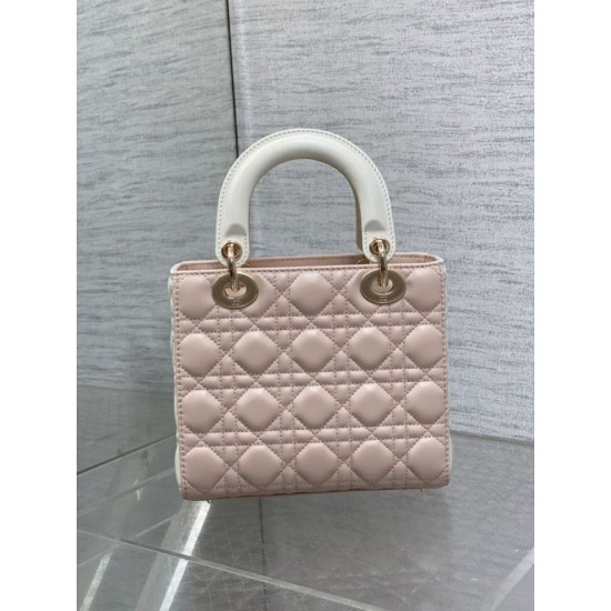 Replica Dior Lady Dior My ABCDior Borsa piccola con manico superiore rosa/bianco Imitazioni Replica Dior Lady Dior My ABCDior Borsa piccola con manico superiore rosa/bianco