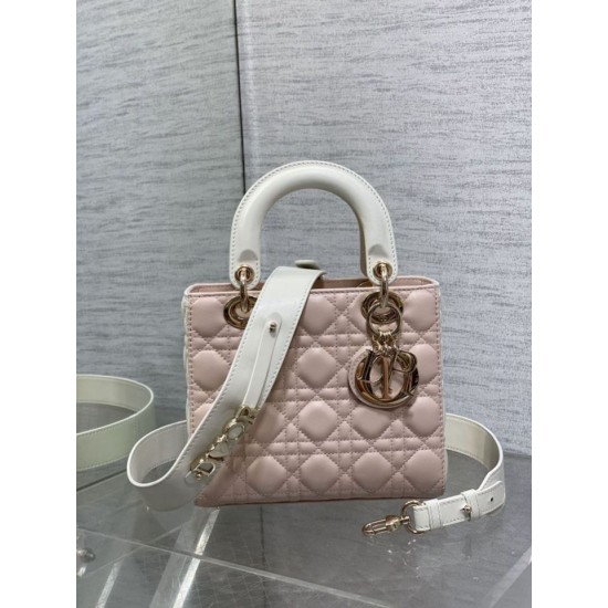 Replica Dior Lady Dior My ABCDior Borsa piccola con manico superiore rosa/bianco Imitazioni Replica Dior Lady Dior My ABCDior Borsa piccola con manico superiore rosa/bianco