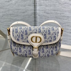 Replica Borsa Dior Bobby media East-West Dior Oblique jacquard blu