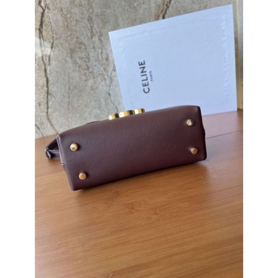 Replica Borsa Celine Teen Nino con manico superiore in pelle di vitello liscia Borgogna Imitazioni Replica Borsa Celine Teen Nino con manico superiore in pelle di vitello liscia Borgogna