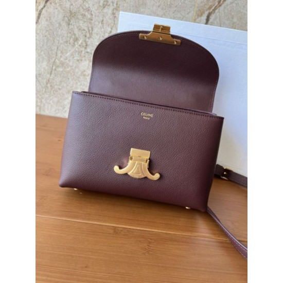 Replica Borsa Celine Teen Nino con manico superiore in pelle di vitello liscia Borgogna Imitazioni Replica Borsa Celine Teen Nino con manico superiore in pelle di vitello liscia Borgogna