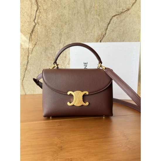Replica Borsa Celine Teen Nino con manico superiore in pelle di vitello liscia Borgogna Imitazioni Replica Borsa Celine Teen Nino con manico superiore in pelle di vitello liscia Borgogna