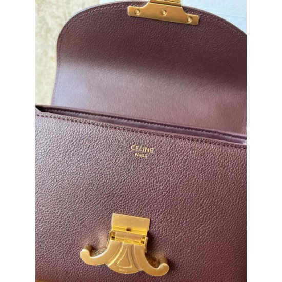 Replica Borsa Celine Teen Nino con manico superiore in pelle di vitello liscia Borgogna Imitazioni Replica Borsa Celine Teen Nino con manico superiore in pelle di vitello liscia Borgogna