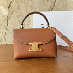 Replica Borsa  1:1 Celine Teen Nino con manico superiore in pelle di vitello liscia Marrone
