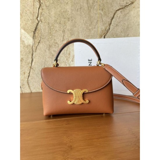 Replica Borsa 1:1 Celine Teen Nino con manico superiore in pelle di vitello liscia Marrone Imitazioni Replica Borsa 1:1 Celine Teen Nino con manico superiore in pelle di vitello liscia Marrone