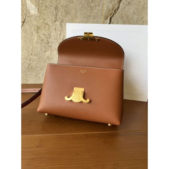 Replica Borsa 1:1 Celine Teen Nino con manico superiore in pelle di vitello liscia Marrone Imitazioni Replica Borsa 1:1 Celine Teen Nino con manico superiore in pelle di vitello liscia Marrone