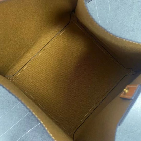 Replica Borsa a cubo piccola Celine Triomphe in tela/pelle di vitello Marrone Imitazioni Replica Borsa a cubo piccola Celine Triomphe in tela/pelle di vitello Marrone
