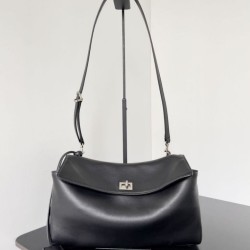 Replica borse griffate a tracolla Balenciaga Rodeo Medium nera argento