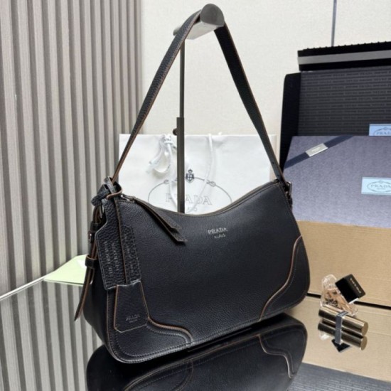 Replica Borsa a tracolla/hobo grande Prada Aimèe Classic nera Imitazioni Replica Borsa a tracolla/hobo grande Prada Aimèe Classic nera
