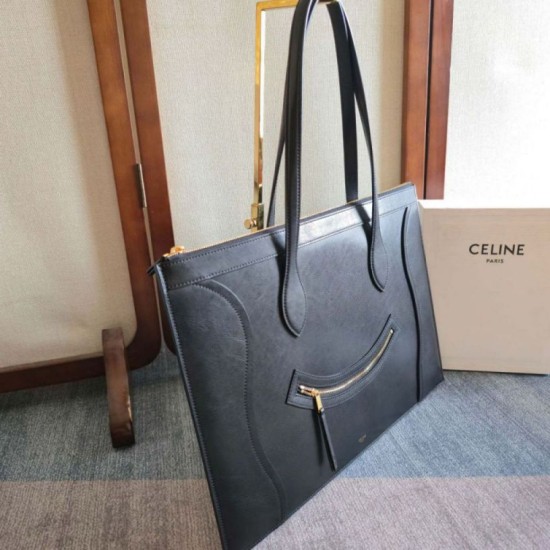 Replica Bora Pari da viaggio Celine Flat Cabas nera Imitazioni Replica Bora Pari da viaggio Celine Flat Cabas nera