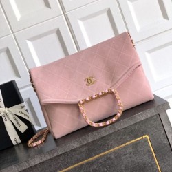 Replica Borsa tote pieghevole Diana Chanel scamosciata piccola/media/grande Rosa