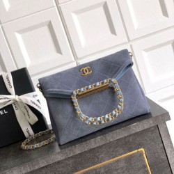 Replica Borse Imitazioni tote pieghevole Diana Chanel scamosciata piccola/media/grande Blu
