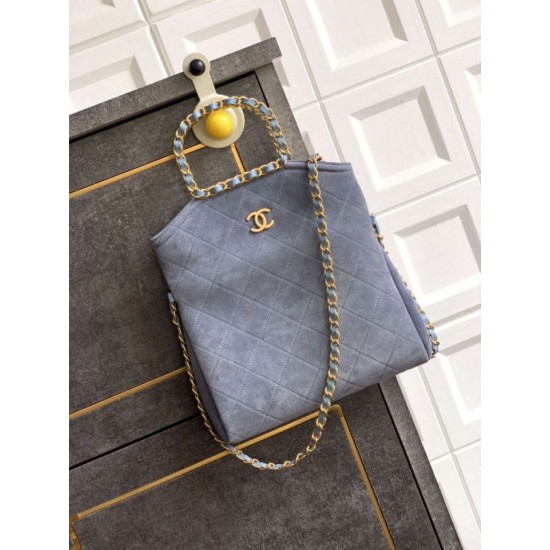 Replica Borse Imitazioni tote pieghevole Diana Chanel scamosciata piccola/media/grande Blu
