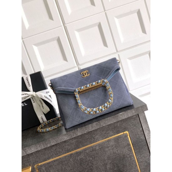 Replica Borse Imitazioni tote pieghevole Diana Chanel scamosciata piccola/media/grande Blu