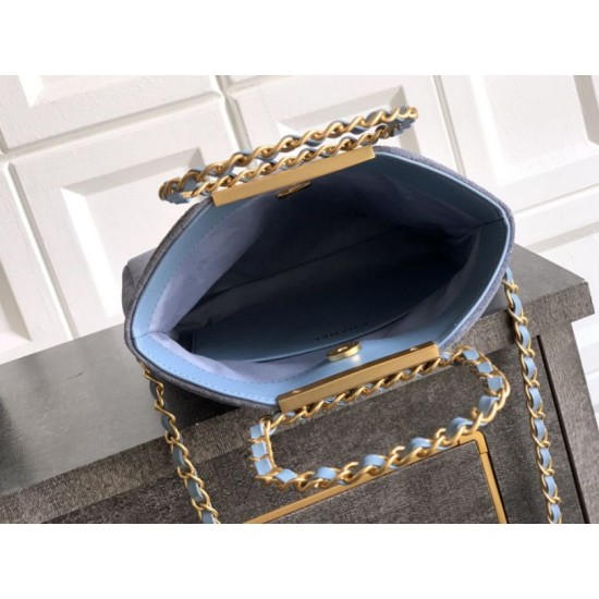 Replica Borse Imitazioni tote pieghevole Diana Chanel scamosciata piccola/media/grande Blu