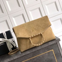 Replica Borse  tote pieghevole Diana Chanel scamosciata piccola/media/grande marrone