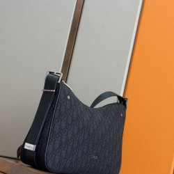 Replica Borsa Hobo Dior Medium Dior Slider Zipped da uomo Dior Oblique jacquard nera