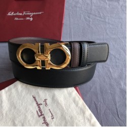 Cintura reversibile da uomo Salvatore Ferragamo da 3,5 cm con clip in metallo oro Nero Cintura reversibile da uomo Salvatore Ferragamo da 3,5 cm con clip in metallo oro Nero