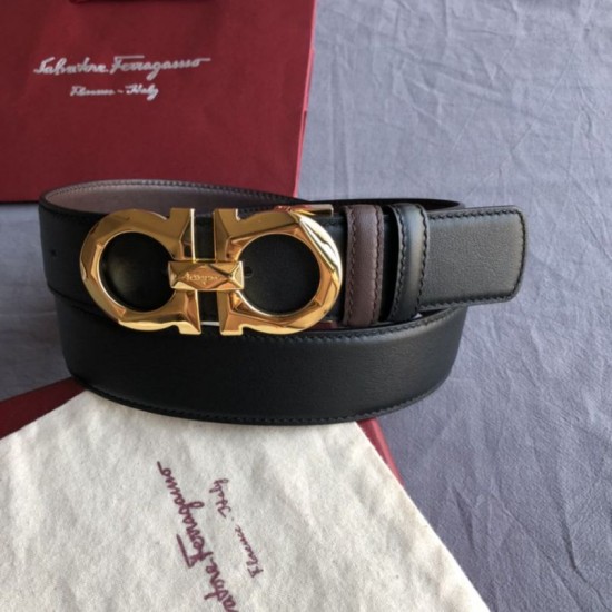Replica Cintura reversibile da uomo Salvatore Ferragamo da 3,5 cm con clip in metallo oro Nero Imitazioni Replica Cintura reversibile da uomo Salvatore Ferragamo da 3,5 cm con clip in metallo oro Nero