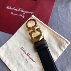 Cintura reversibile da uomo Salvatore Ferragamo da 3,5 cm con clip in metallo oro Nero