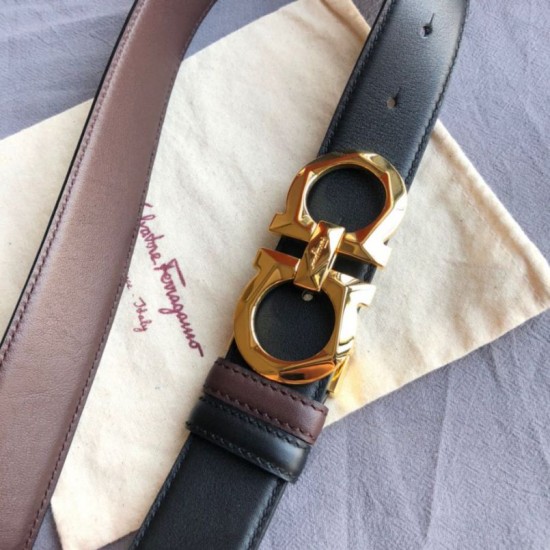 Replica Cintura reversibile da uomo Salvatore Ferragamo da 3,5 cm con clip in metallo oro Nero Imitazioni Replica Cintura reversibile da uomo Salvatore Ferragamo da 3,5 cm con clip in metallo oro Nero