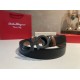 Replica Alta gamma Cintura da uomo Salvatore Ferragamo da 3.5 cm con fibbia nera
