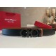 Replica Alta gamma Cintura da uomo Salvatore Ferragamo da 3.5 cm con fibbia nera