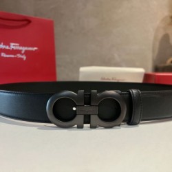 Replica Borsa Cintura da uomo Salvatore Ferragamo da 3.5 cm con fibbia nero
