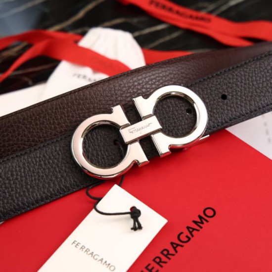 Replica Pari Cintura reversibile da uomo Salvatore Ferragamo da 3,5 cm con fibbia in acciaio Nero/caffè Imitazioni Replica Pari Cintura reversibile da uomo Salvatore Ferragamo da 3,5 cm con fibbia in acciaio Nero/caffè