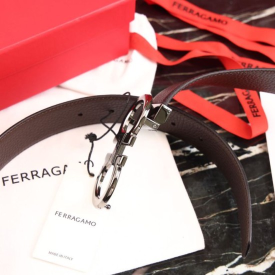 Replica Alta gamma Cintura reversibile da uomo Salvatore Ferragamo da 3,5 cm con fibbia Nero/caffè