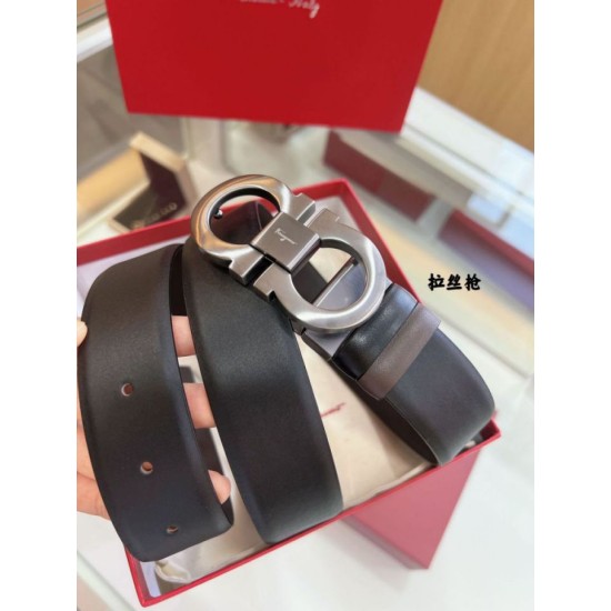 Replica Pari Cintura reversibile da uomo Salvatore Ferragamo da 3,5 cm con fibbia a ferro di cavallo a doppio anello Imitazioni Replica Pari Cintura reversibile da uomo Salvatore Ferragamo da 3,5 cm con fibbia a ferro di cavallo a doppio anello