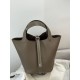 Replica Borsa Hermes Picotin Lock 18/22 Etoupe grigia hardware argentato Imitazioni Replica Borsa Hermes Picotin Lock 18/22 Etoupe grigia hardware argentato
