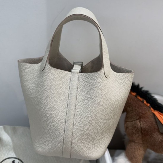 Replica Borse Hermes Picotin Lock 18/22 Etoupe beige hardware argentato Imitazioni Replica Borse Hermes Picotin Lock 18/22 Etoupe beige hardware argentato
