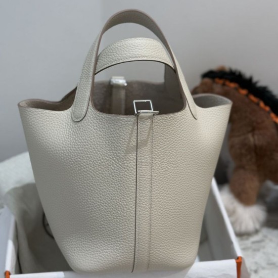 Replica Borse Hermes Picotin Lock 18/22 Etoupe beige hardware argentato Imitazioni Replica Borse Hermes Picotin Lock 18/22 Etoupe beige hardware argentato