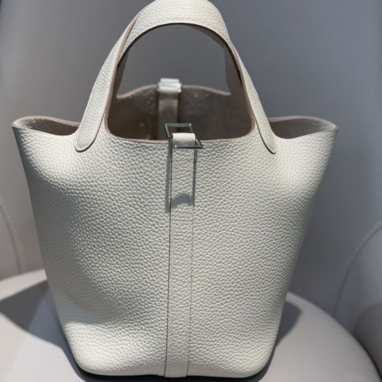 Replica Borse Hermes Picotin Lock 18/22 Etoupe beige hardware argentato Imitazioni Replica Borse Hermes Picotin Lock 18/22 Etoupe beige hardware argentato
