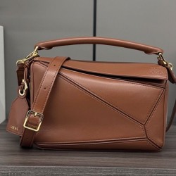 Replica Borsa Loewe Featherlight Puzzle piccola Caffè