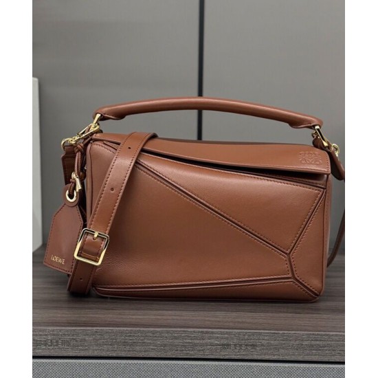 Replica Borsa Loewe Featherlight Puzzle piccola Caffè